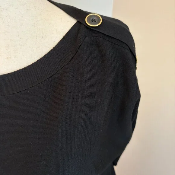 Cable & Gauge Black Button Sleeve Sweater Women's Large - Picture 6 of 7